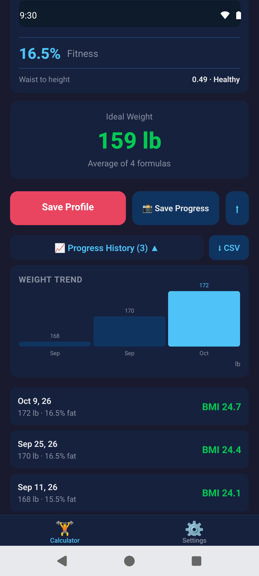 BodyCalc screen 3