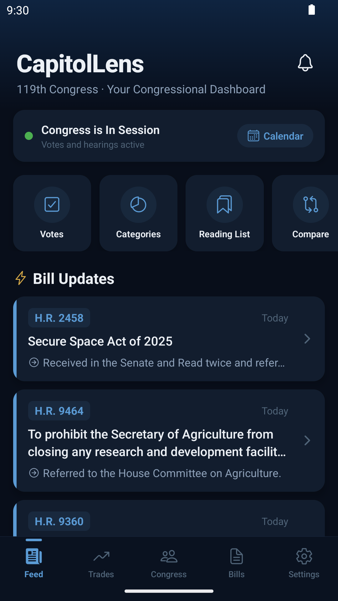 CapitolLens running on an Android phone