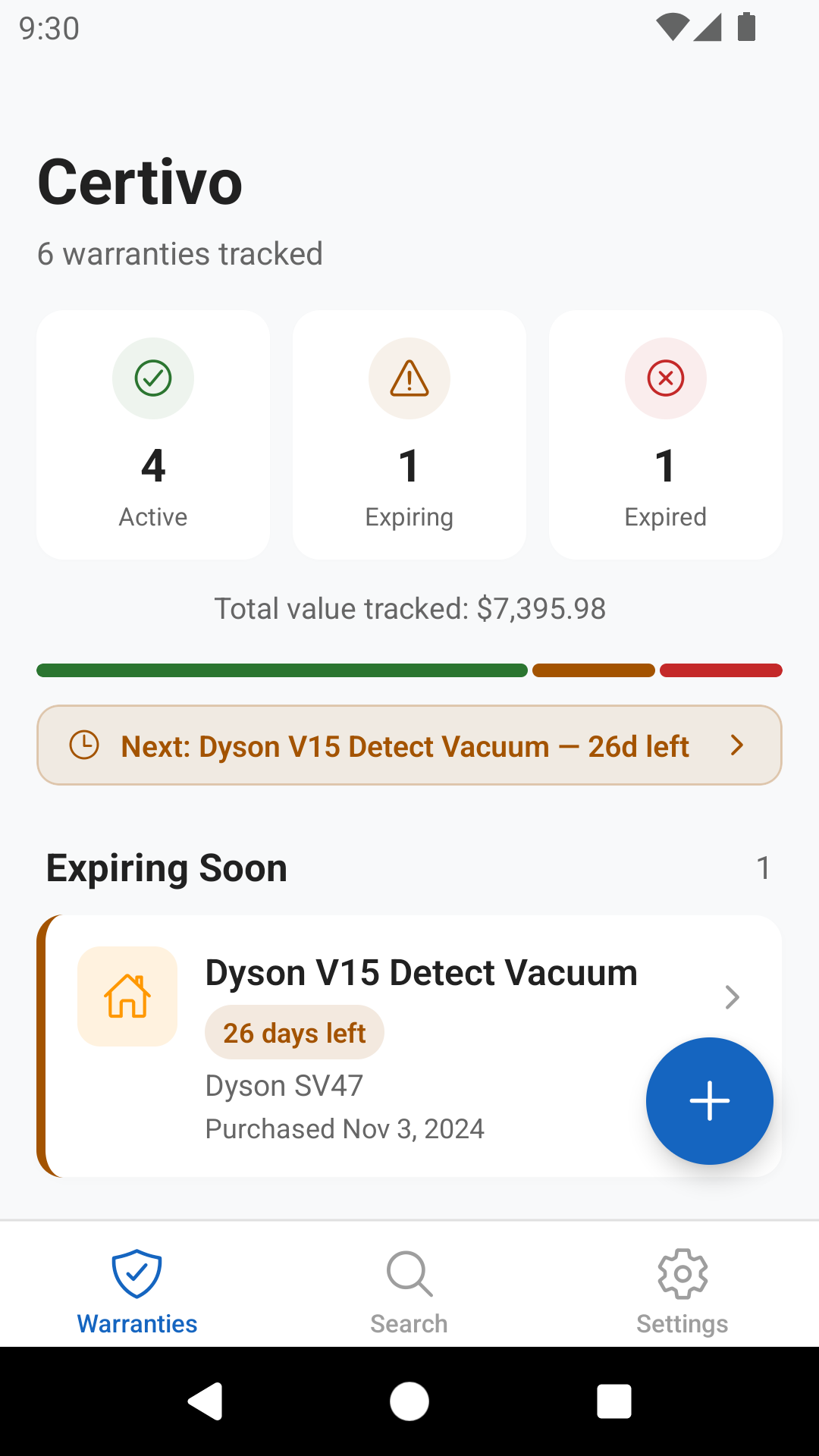 Certivo running on an Android phone