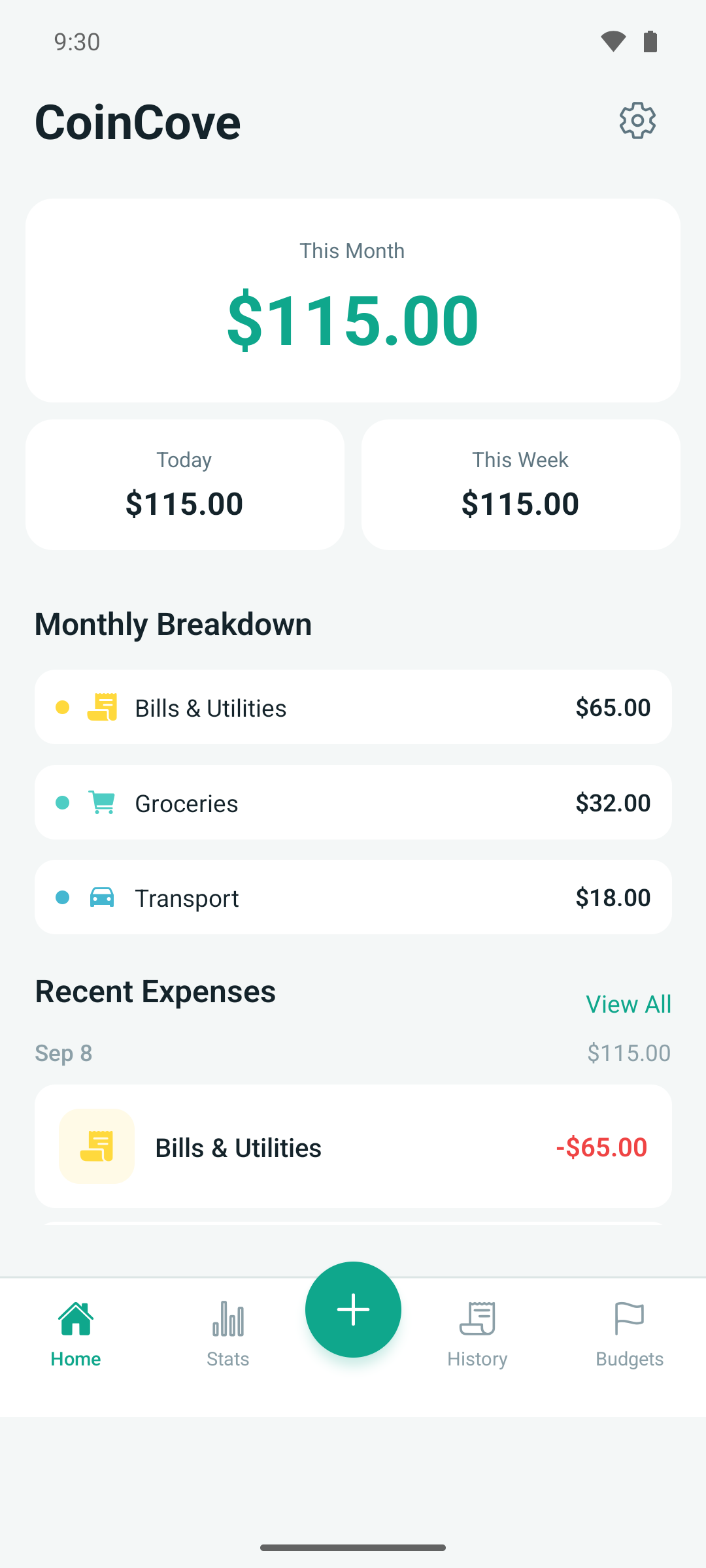 CoinCove running on an Android phone