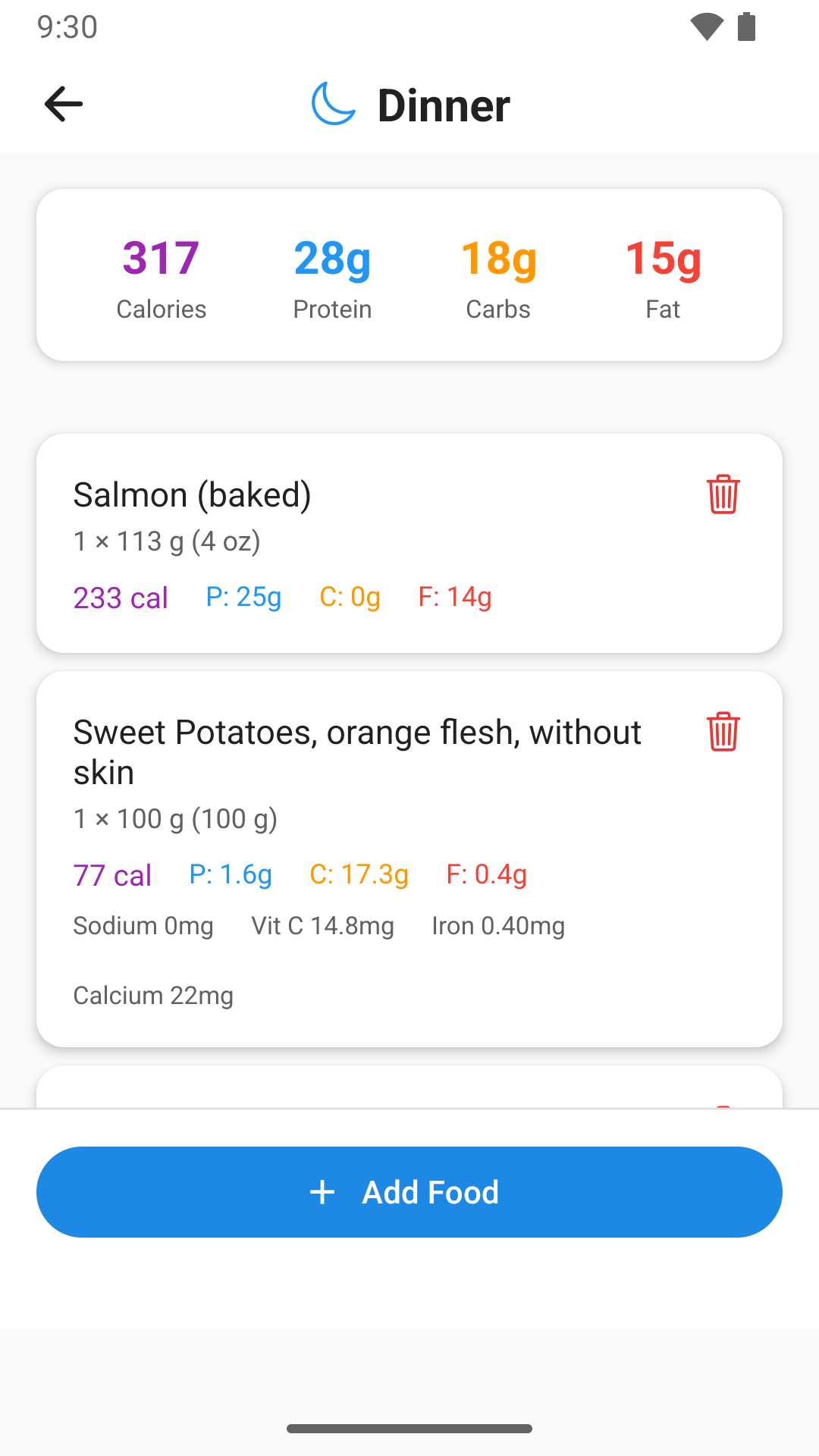 DailyPlate screen 2