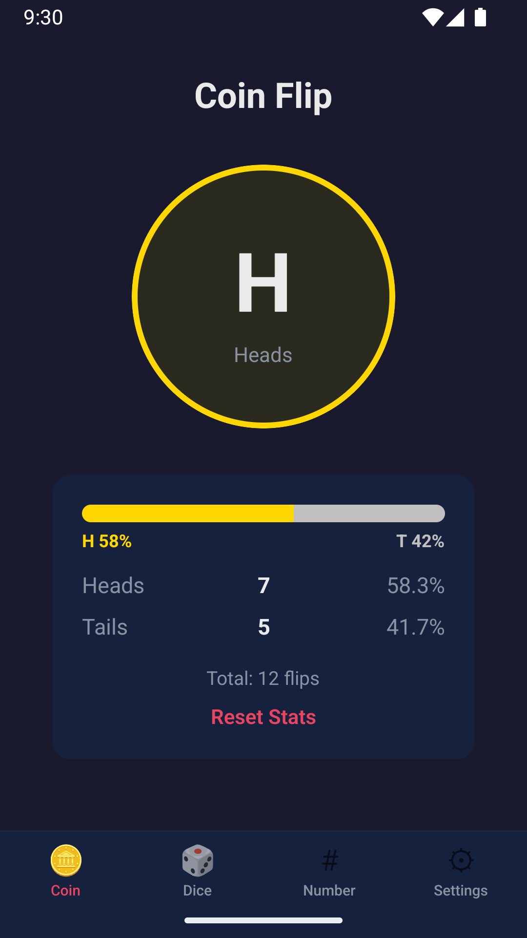 FlipRoll running on an Android phone