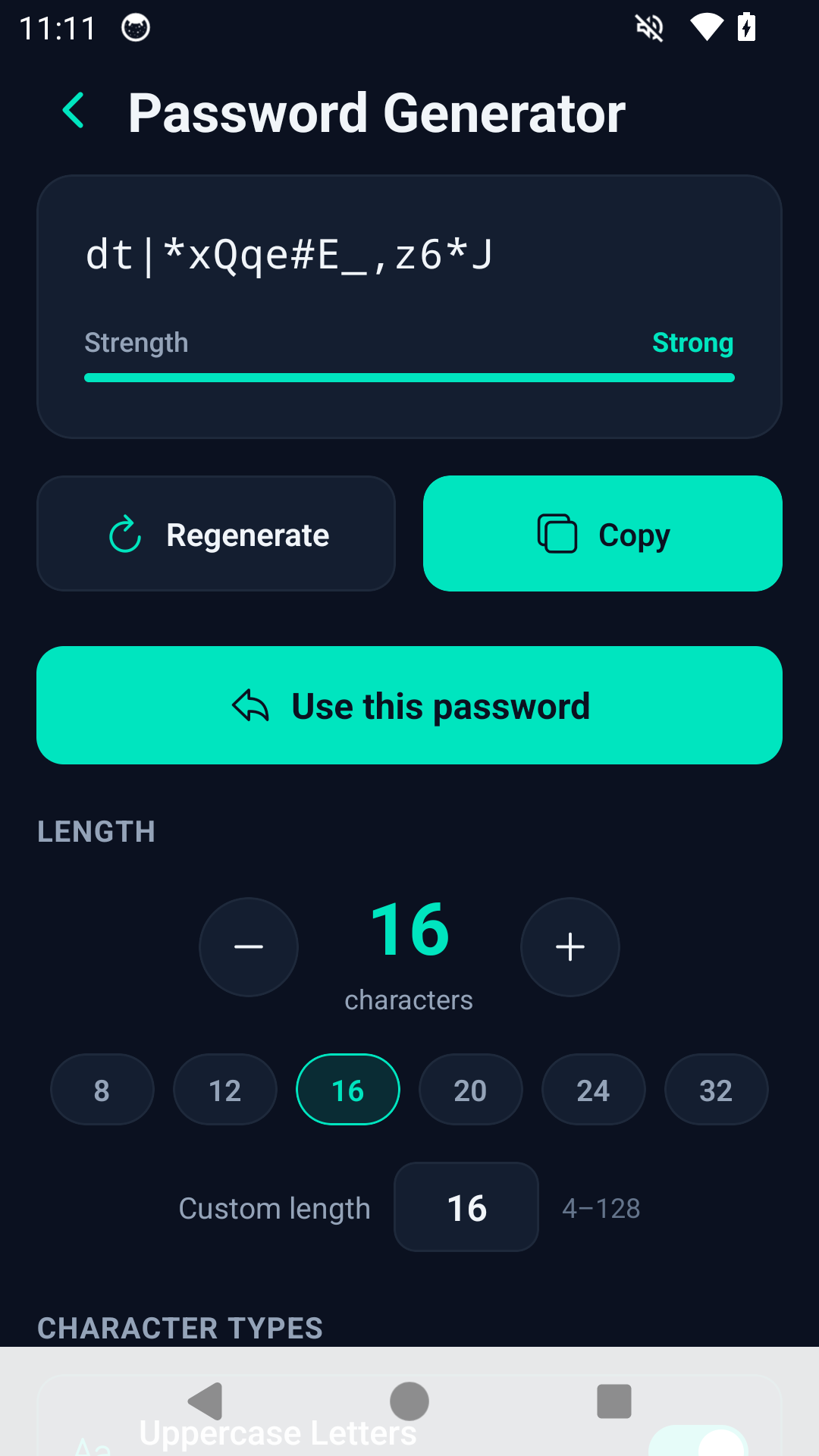 KeyWarden running on an Android phone