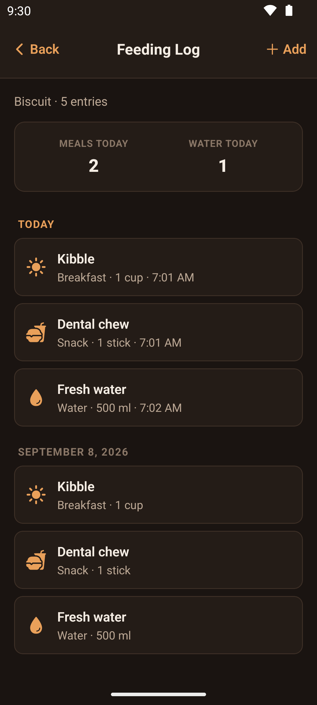PawJournal screen 4