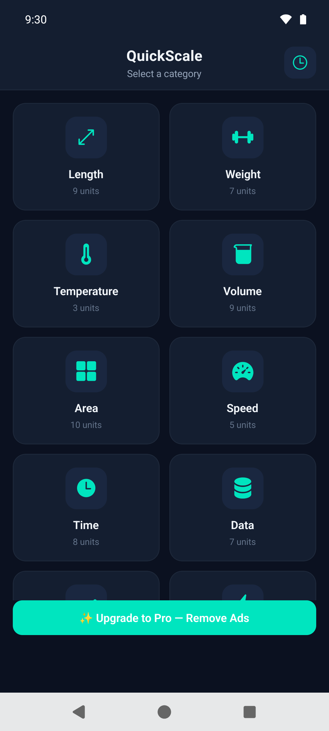 QuickScale running on an Android phone