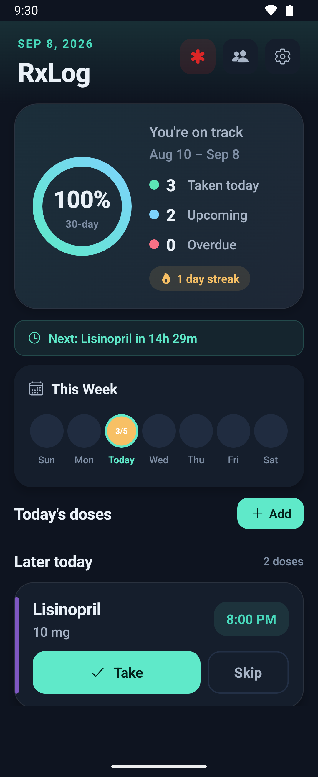 RxLog running on an Android phone