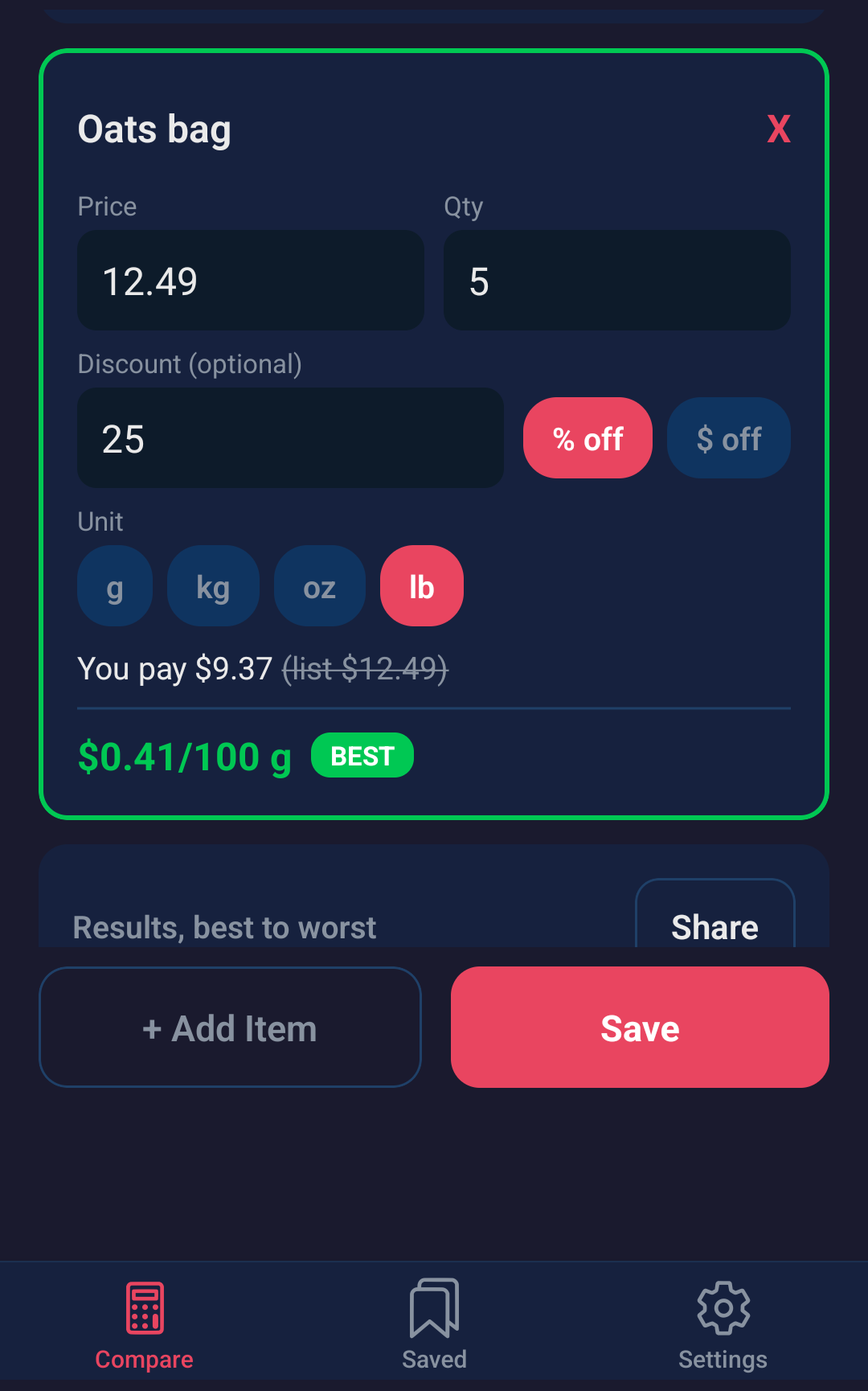 SnapCompare screen 2