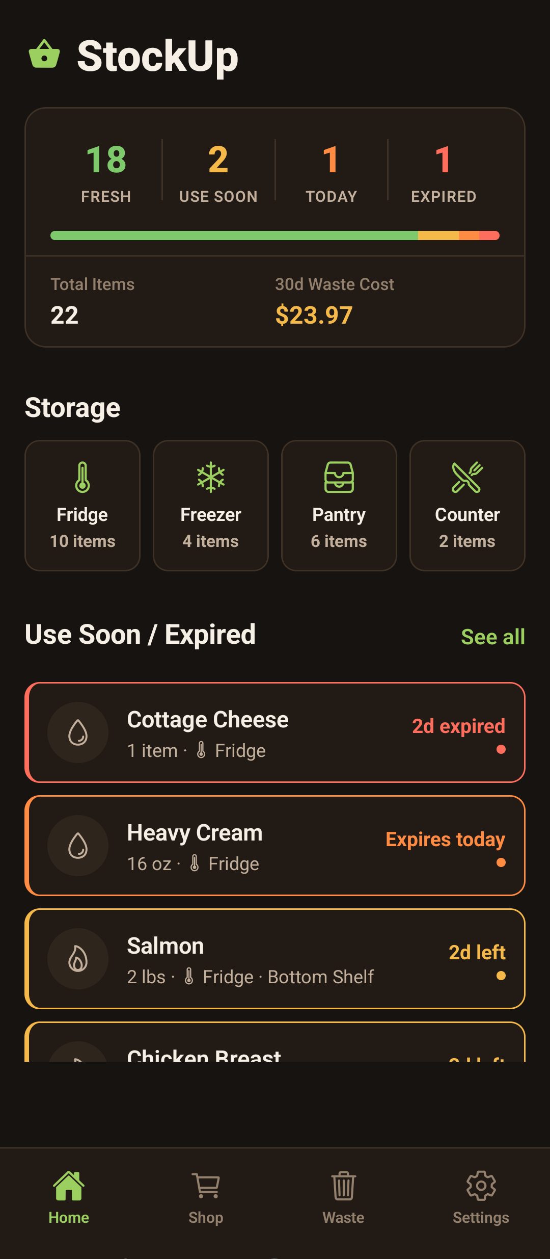 StockUp running on an Android phone