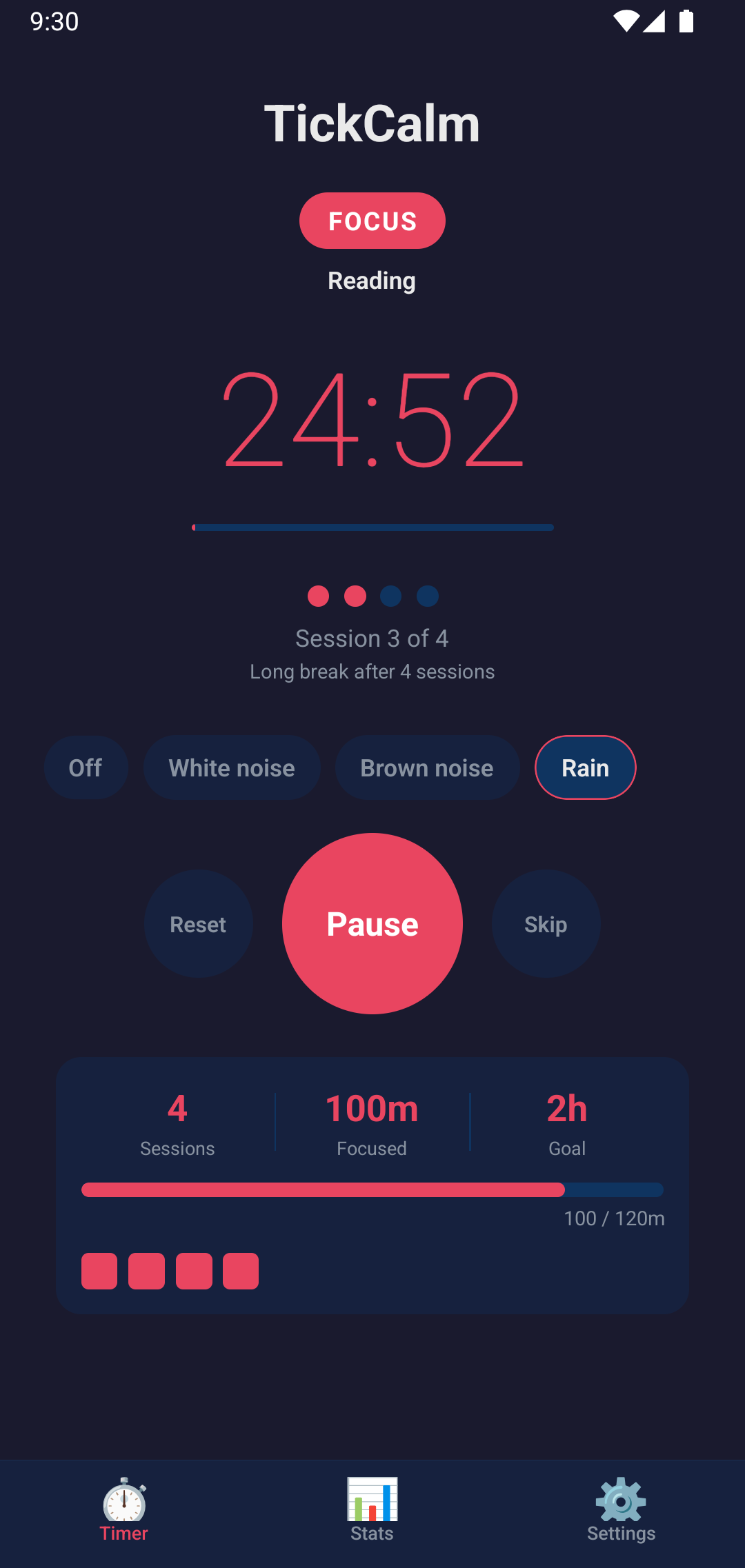 TickCalm running on an Android phone