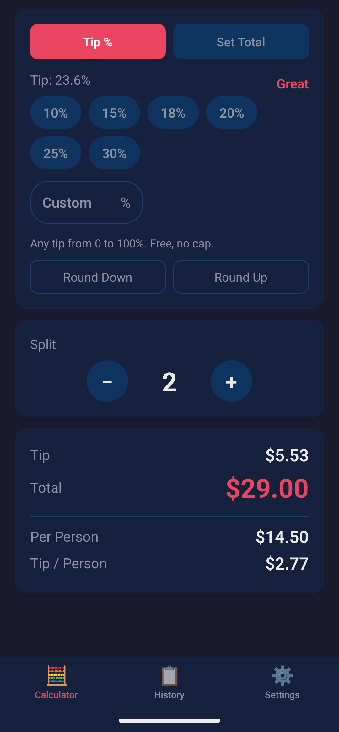 TipDial screen 3