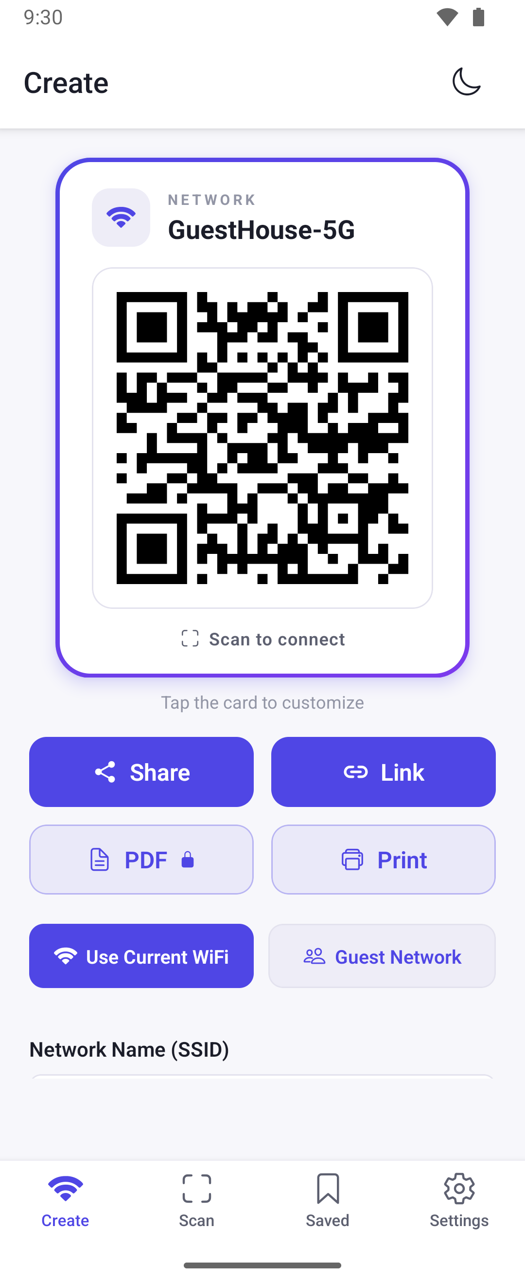 WiFi Share running on an Android phone