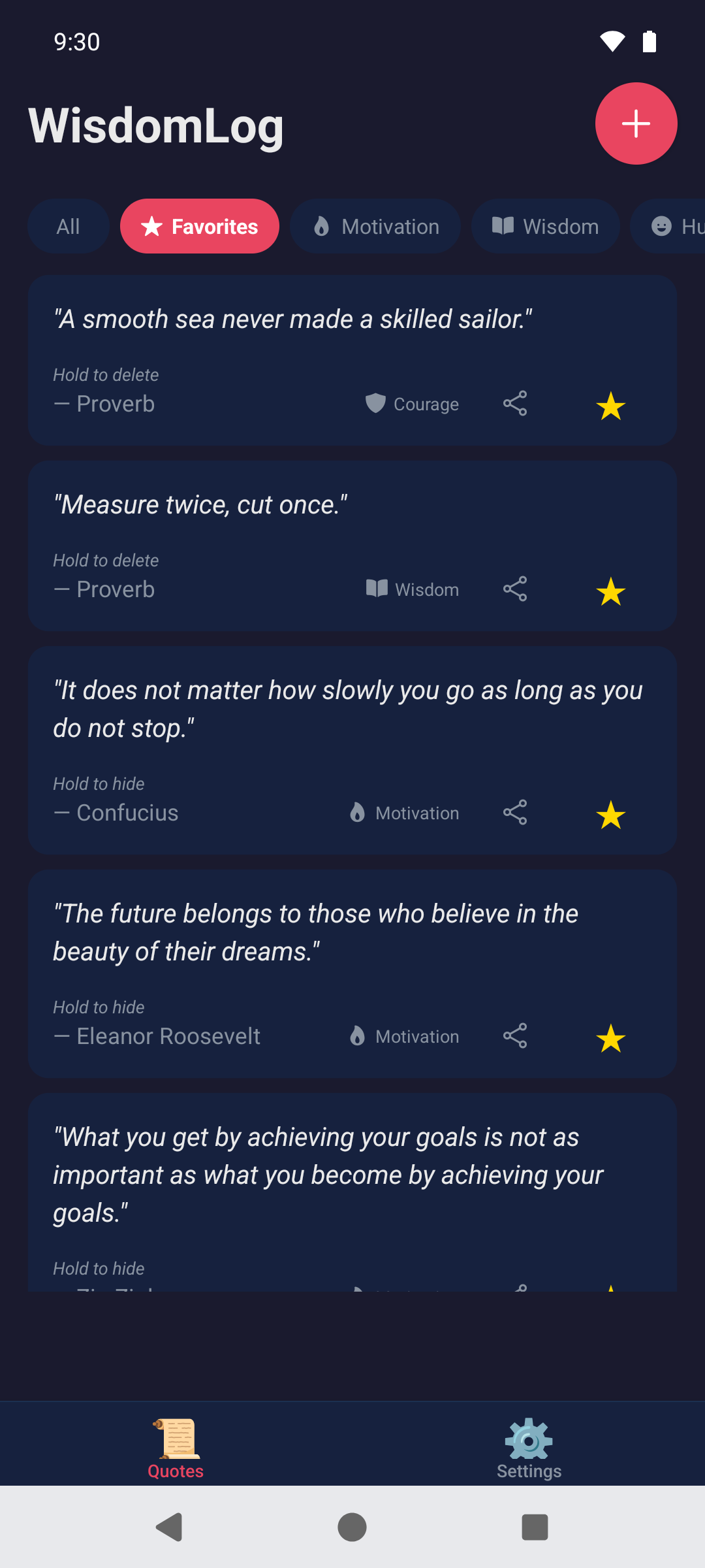 WisdomLog screen 2
